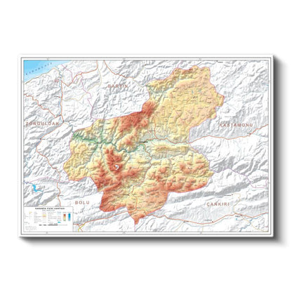 Karabük - Fiziki Haritası Kanvas Tablo