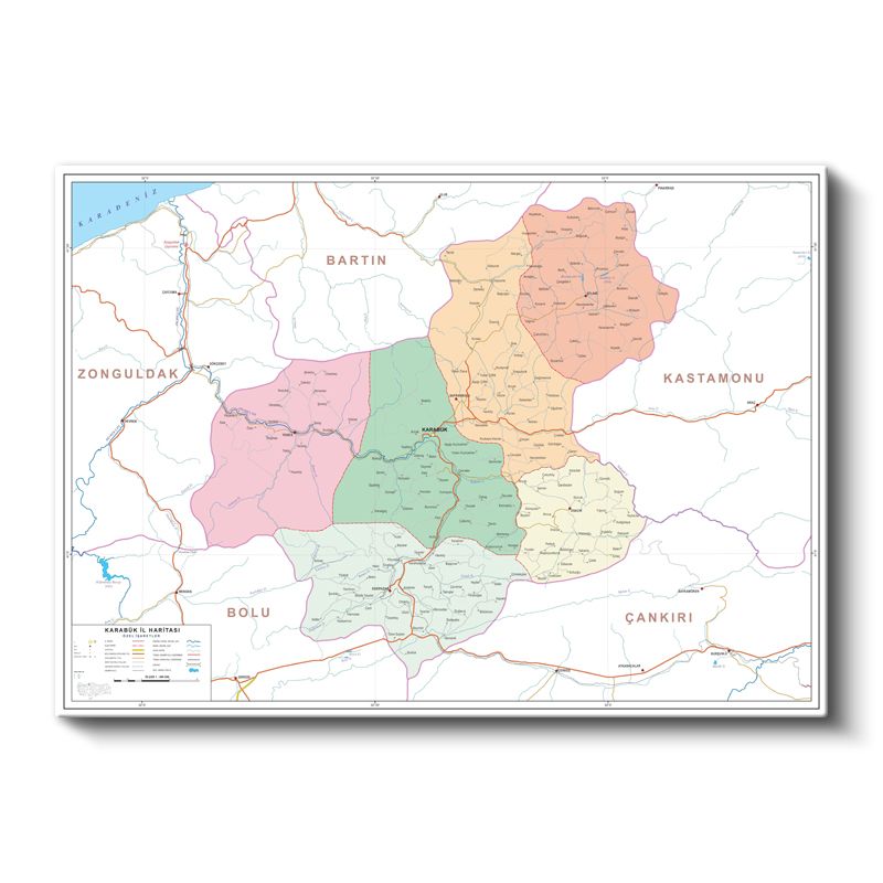 Karabük - İl Haritası Kanvas Tablo