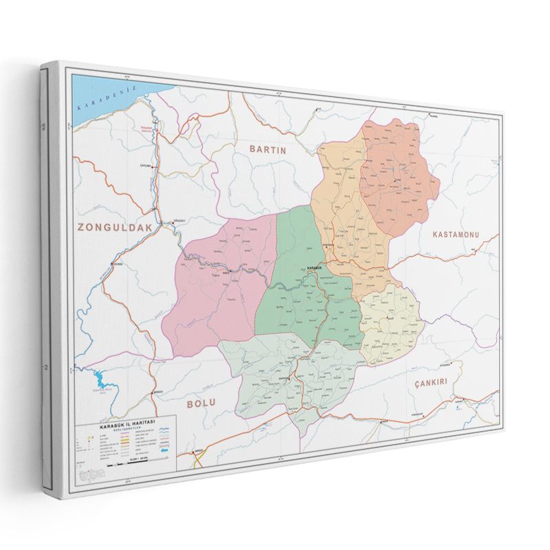 Karabük - İl Haritası Kanvas Tablo