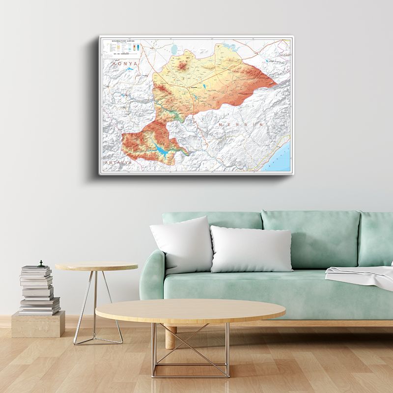 Karaman - Fiziki Haritası Kanvas Tablo