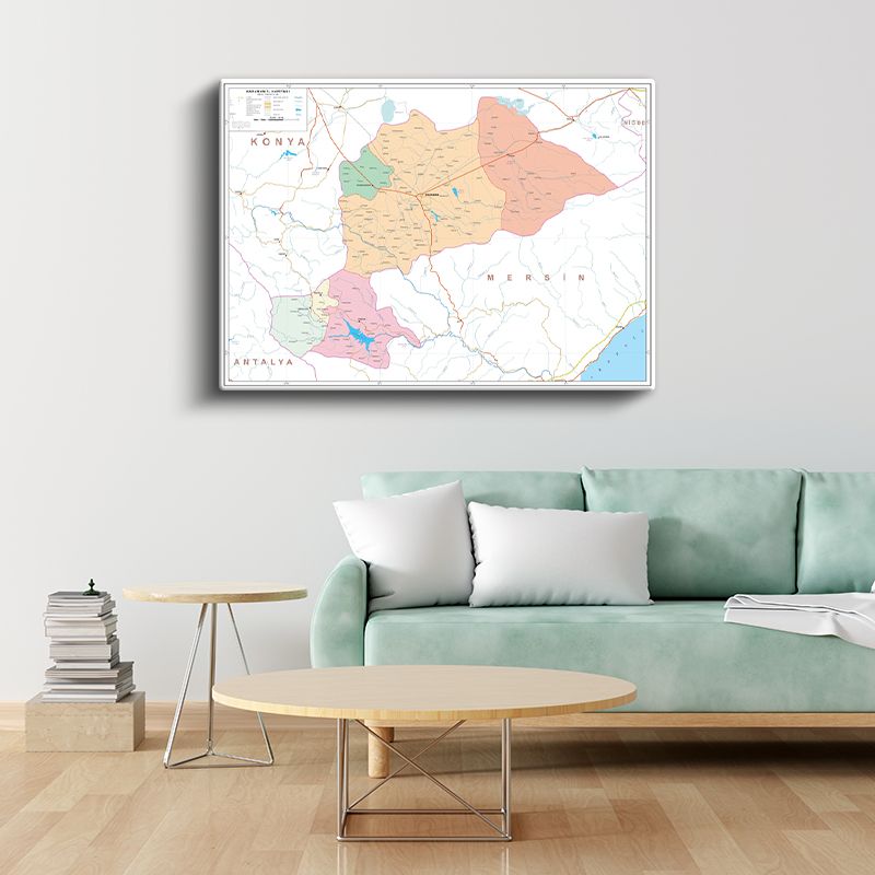 Karaman - İl Haritası Kanvas Tablo