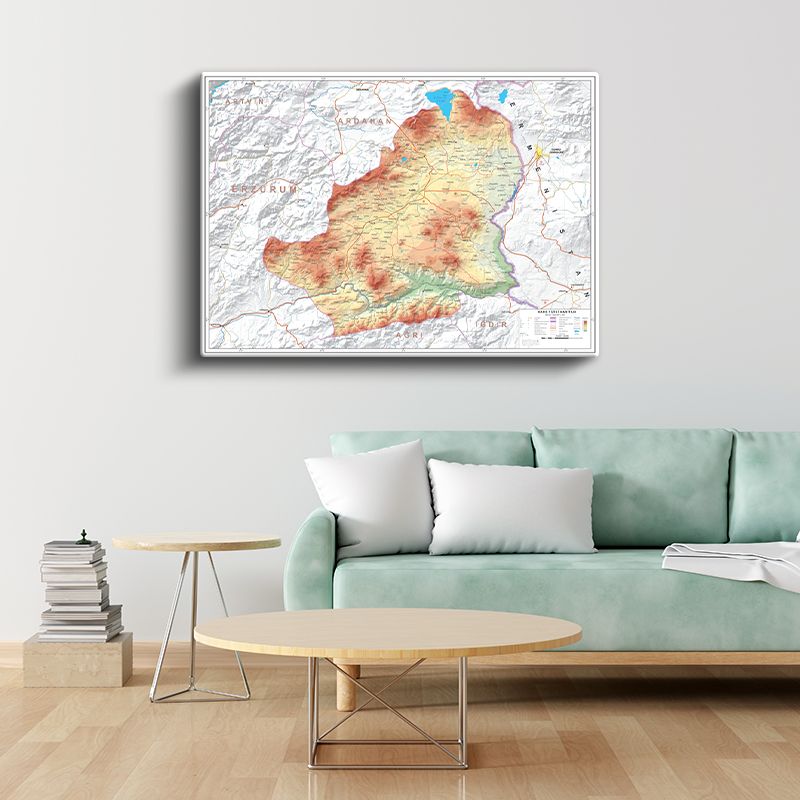 Kars - Fiziki Haritası Kanvas Tablo