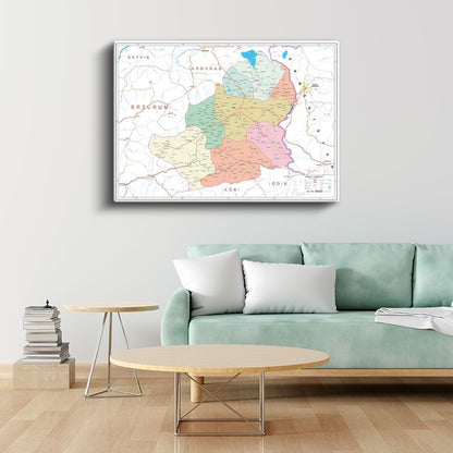 Kars - İl Haritası Kanvas Tablo