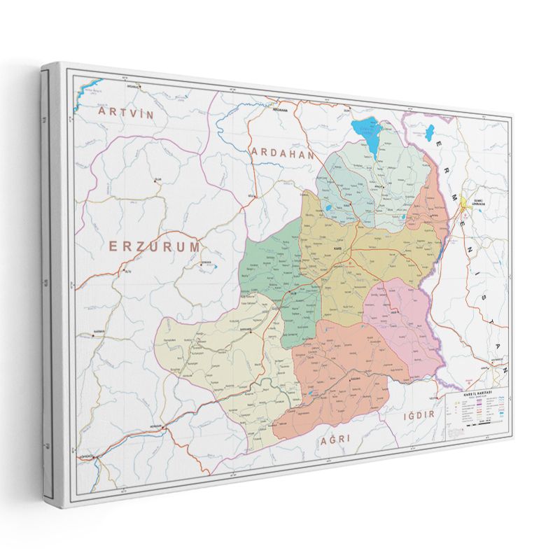 Kars - İl Haritası Kanvas Tablo