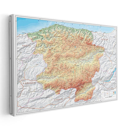Kastamonu - Fiziki Haritası Kanvas Tablo