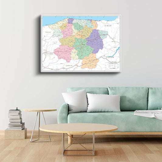 Kastamonu - İl Haritası Kanvas Tablo
