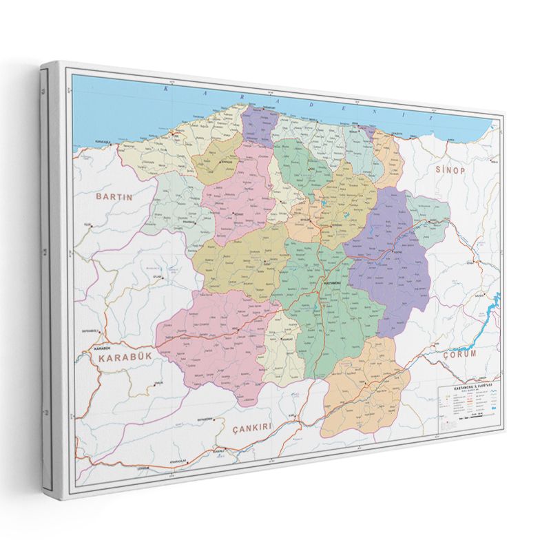 Kastamonu - İl Haritası Kanvas Tablo