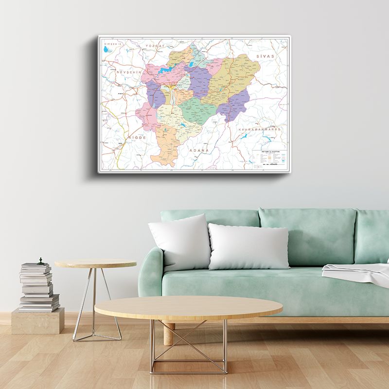 Kayseri - İl Haritası Kanvas Tablo