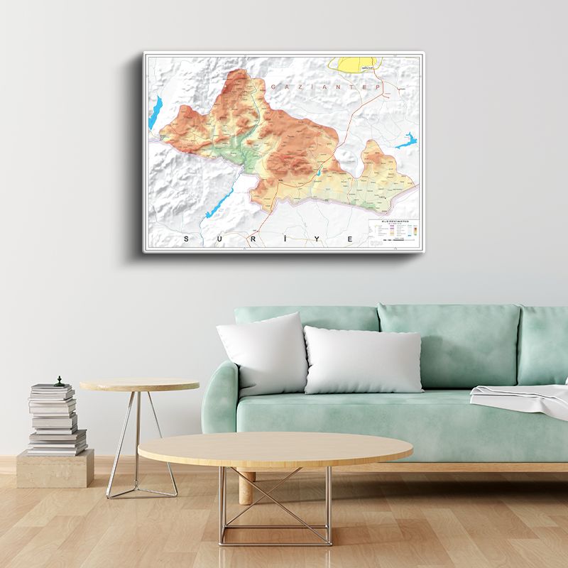 Kilis - Fiziki Haritası Kanvas Tablo