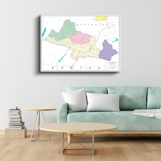 Kilis - İl Haritası Kanvas Tablo