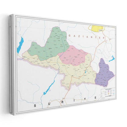 Kilis - İl Haritası Kanvas Tablo