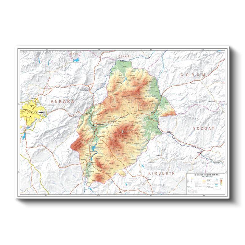 Kırıkkale - Fiziki Haritası Kanvas Tablo