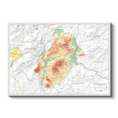 Kırıkkale - Fiziki Haritası Kanvas Tablo