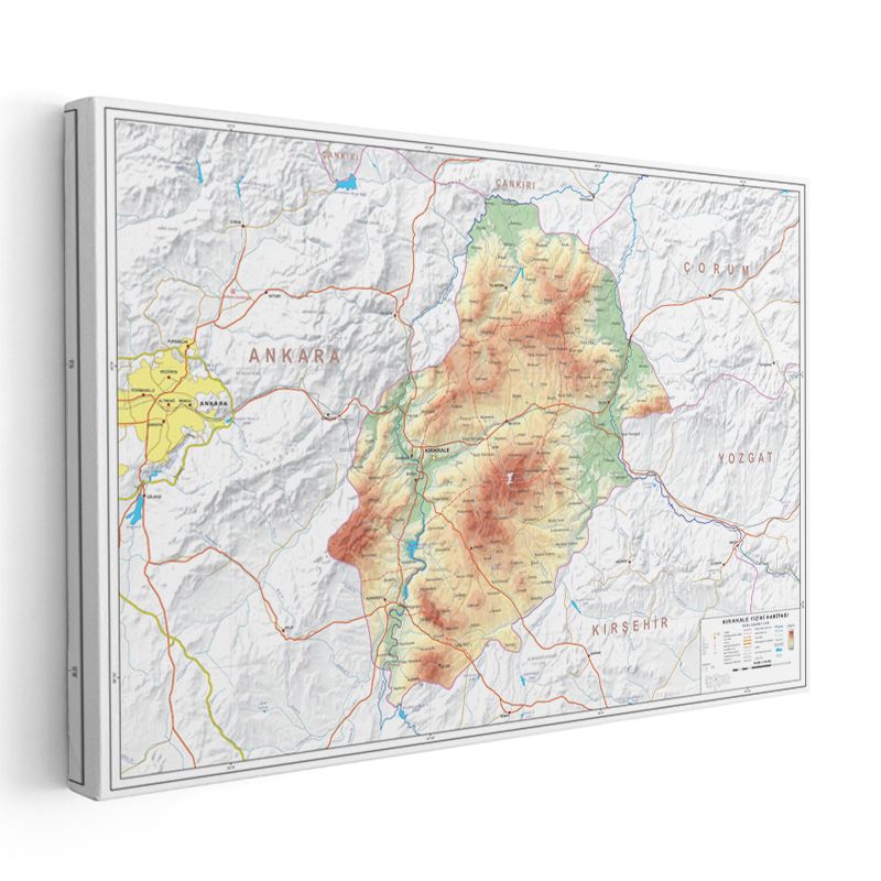 Kırıkkale - Fiziki Haritası Kanvas Tablo