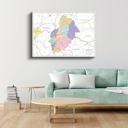 Kırıkkale - İl Haritası Kanvas Tablo