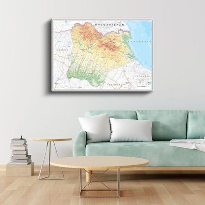 Kırklareli - Fiziki Haritası Kanvas Tablo