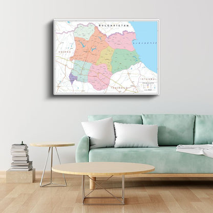 Kırklareli - İl Haritası Kanvas Tablo