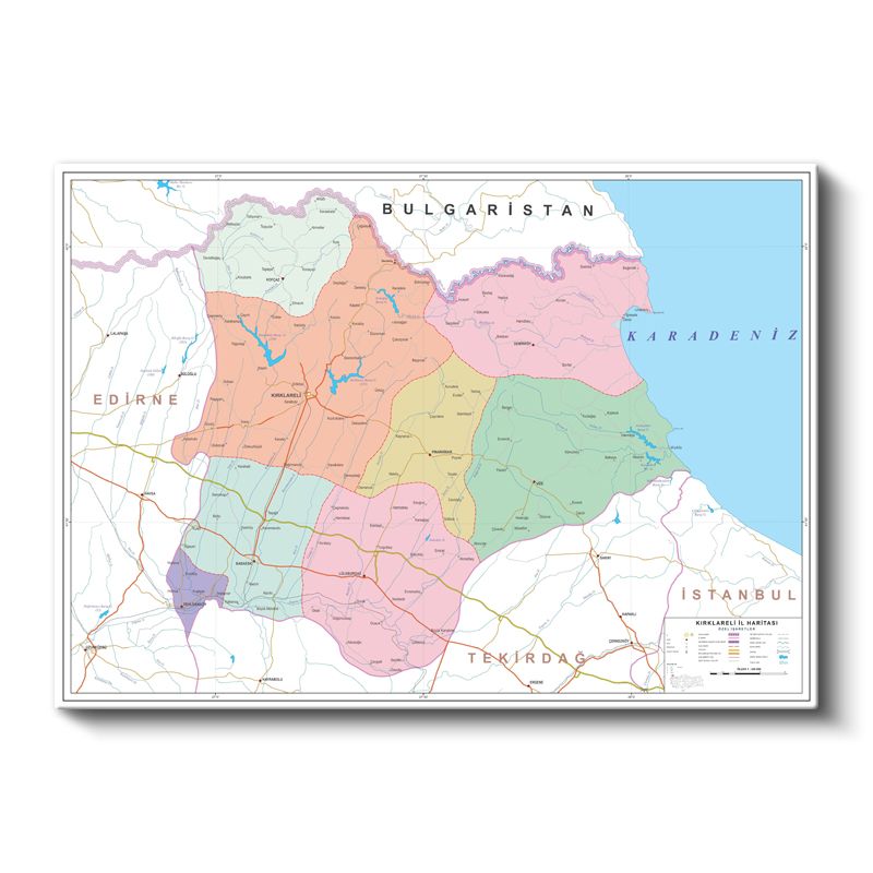 Kırklareli - İl Haritası Kanvas Tablo