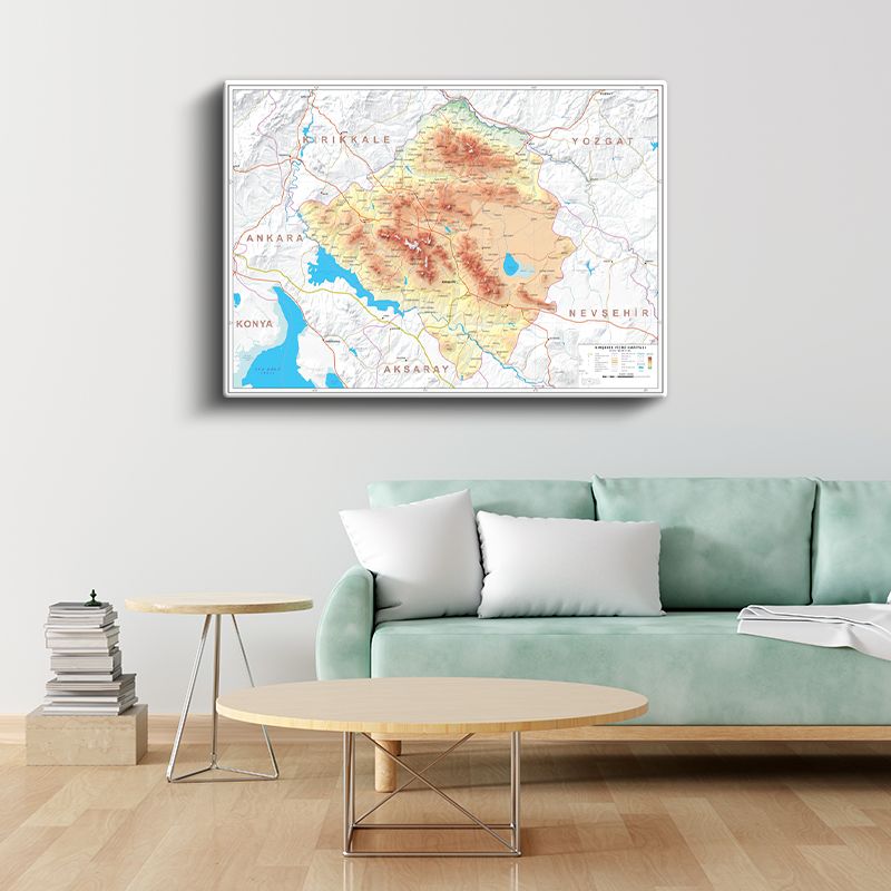 Kırşehir - Fiziki Haritası Kanvas Tablo