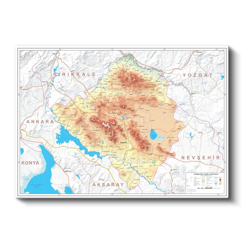Kırşehir - Fiziki Haritası Kanvas Tablo