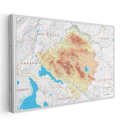 Kırşehir - Fiziki Haritası Kanvas Tablo