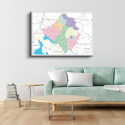 Kırşehir - İl Haritası Kanvas Tablo