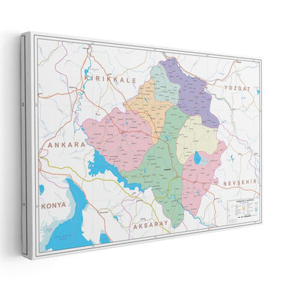 Kırşehir - İl Haritası Kanvas Tablo
