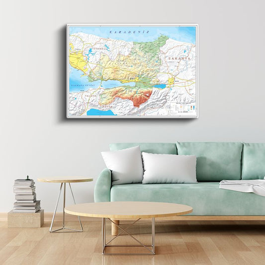 Kocaeli - Fiziki Haritası Kanvas Tablo