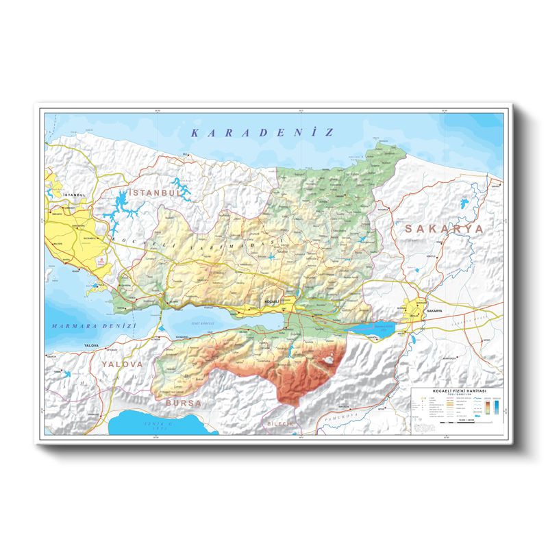 Kocaeli - Fiziki Haritası Kanvas Tablo