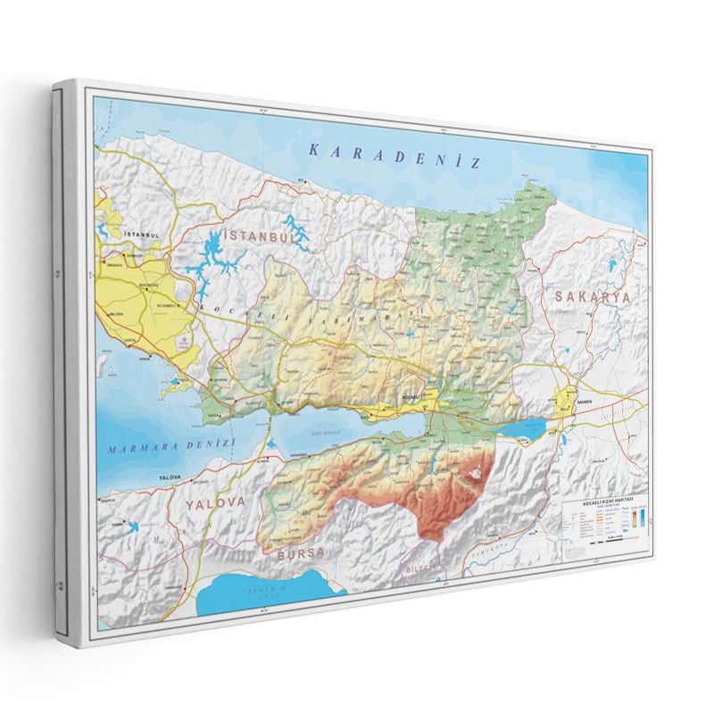 Kocaeli - Fiziki Haritası Kanvas Tablo