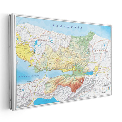 Kocaeli - Fiziki Haritası Kanvas Tablo