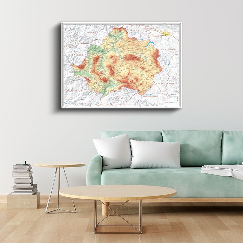 Kütahya - Fiziki Haritası Kanvas Tablo