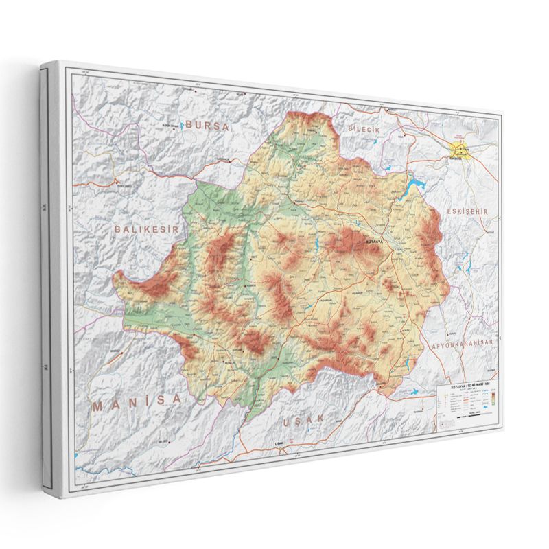 Kütahya - Fiziki Haritası Kanvas Tablo
