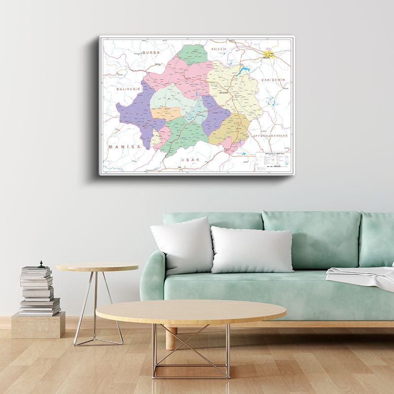 Kütahya - İl Haritası Kanvas Tablo