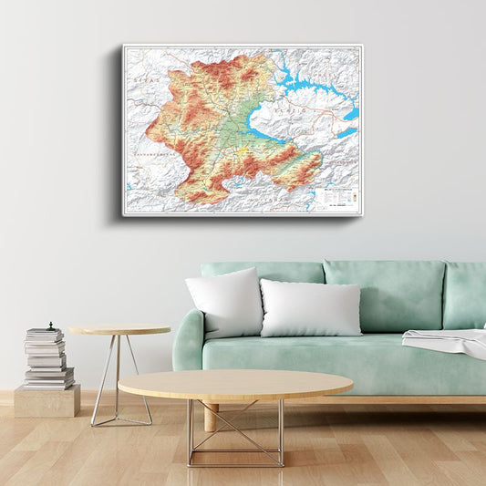 Malatya - Fiziki Haritası Kanvas Tablo