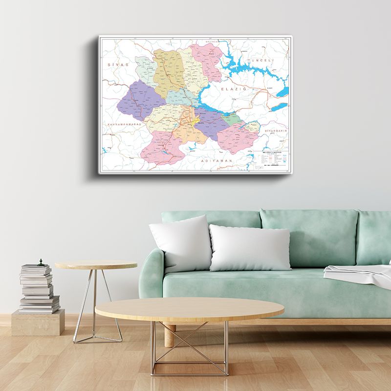 Malatya - İl Haritası Kanvas Tablo