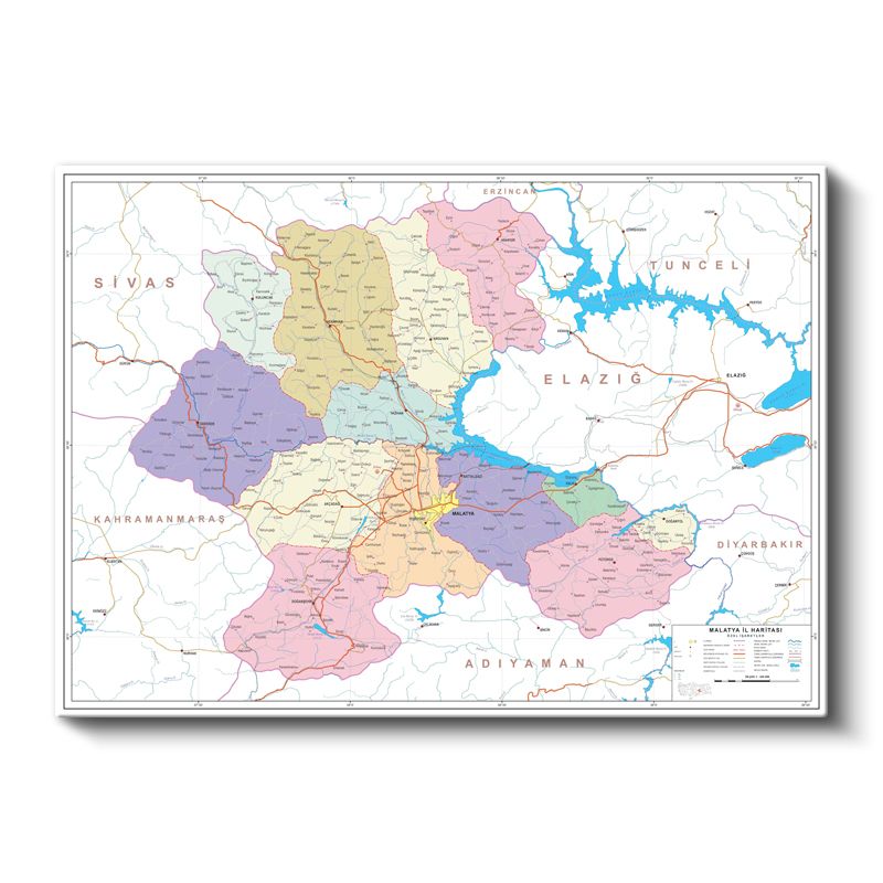 Malatya - İl Haritası Kanvas Tablo