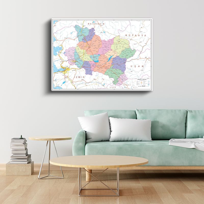 Manisa - İl Haritası Kanvas Tablo