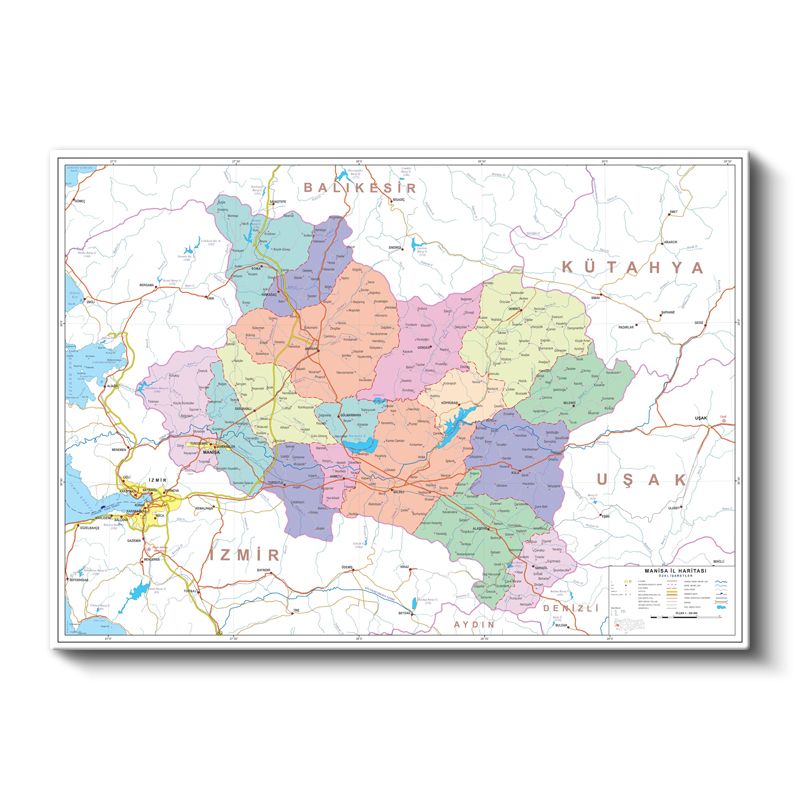 Manisa - İl Haritası Kanvas Tablo