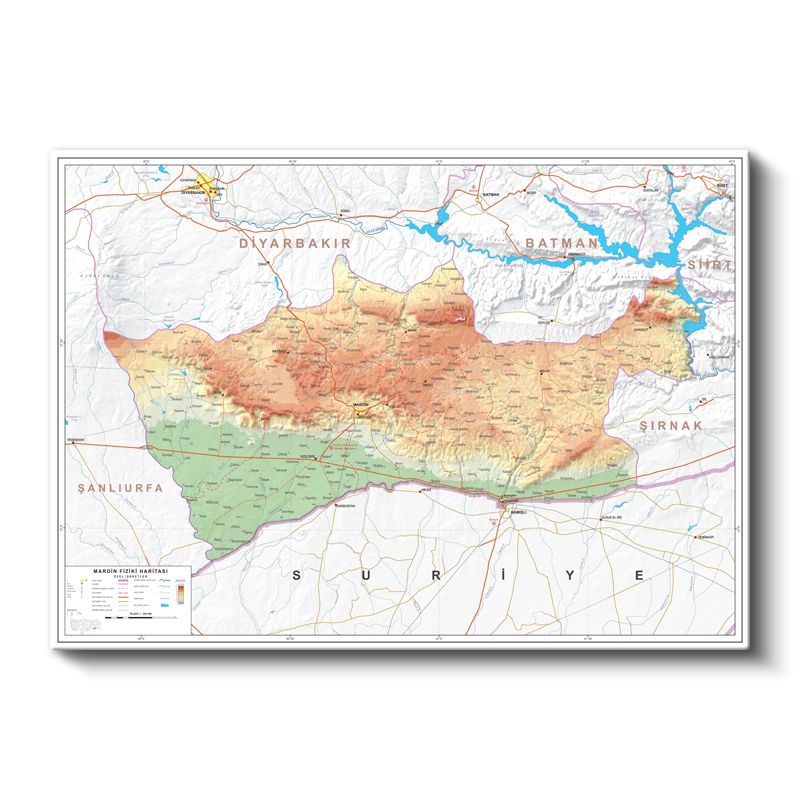 Mardin - Fiziki Haritası Kanvas Tablo