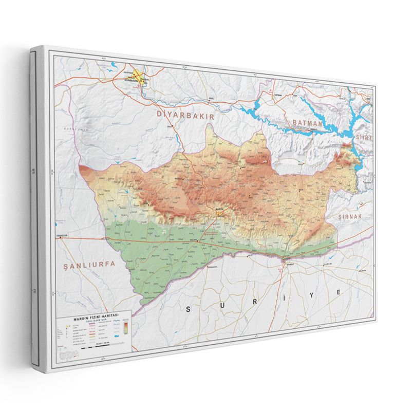 Mardin - Fiziki Haritası Kanvas Tablo