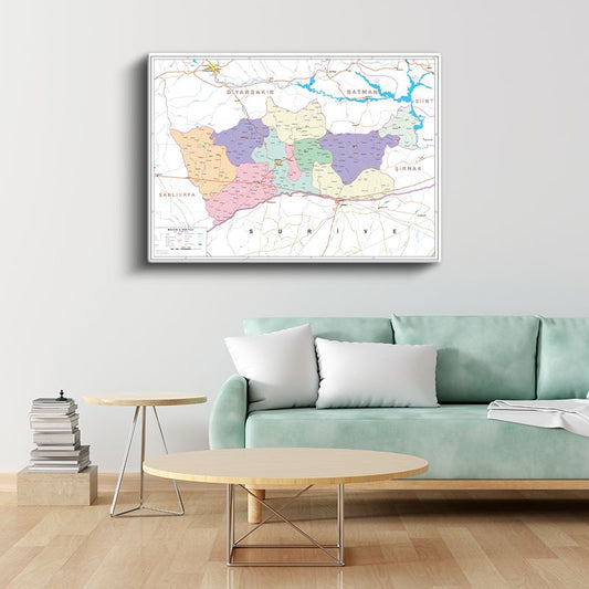 Mardin - İl Haritası Kanvas Tablo