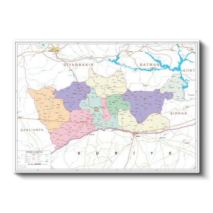Mardin - İl Haritası Kanvas Tablo