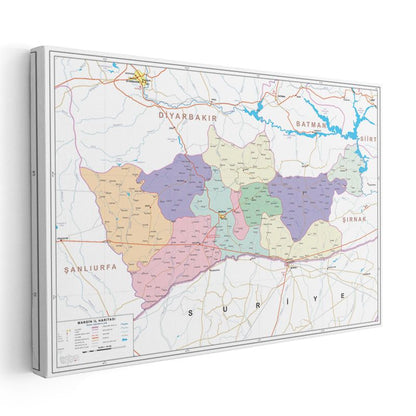 Mardin - İl Haritası Kanvas Tablo