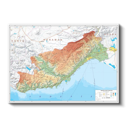 Mersin - Fiziki Haritası Kanvas Tablo