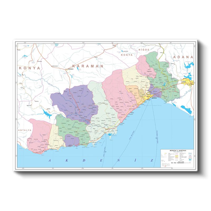 Mersin - İl Haritası Kanvas Tablo