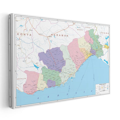 Mersin - İl Haritası Kanvas Tablo