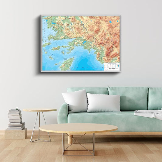 Muğla - Fiziki Haritası Kanvas Tablo