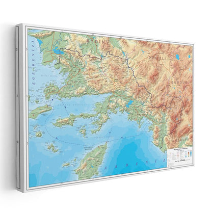 Muğla - Fiziki Haritası Kanvas Tablo