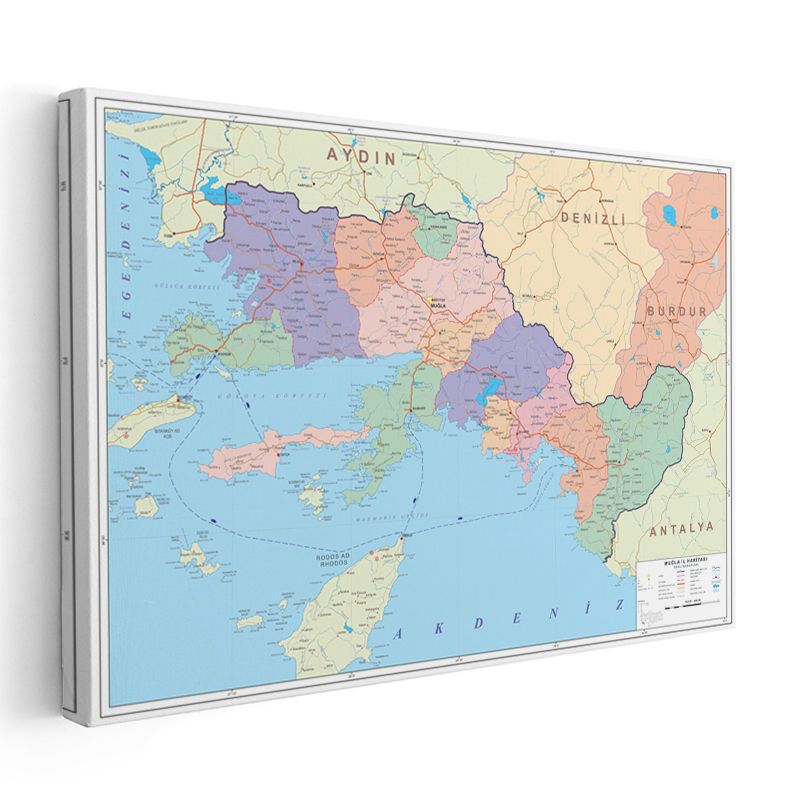 Muğla - İl Haritası Kanvas Tablo